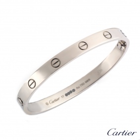 Cartier 18k White Gold Love Bracelet Size 17 B&P B6035417